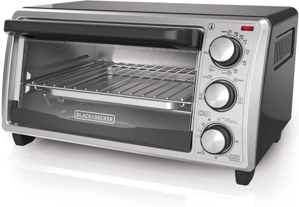 BLACK+DECKER 4-Slice Toaster Oven, Even Toast Technology, Fits a 9 Pizza, Black