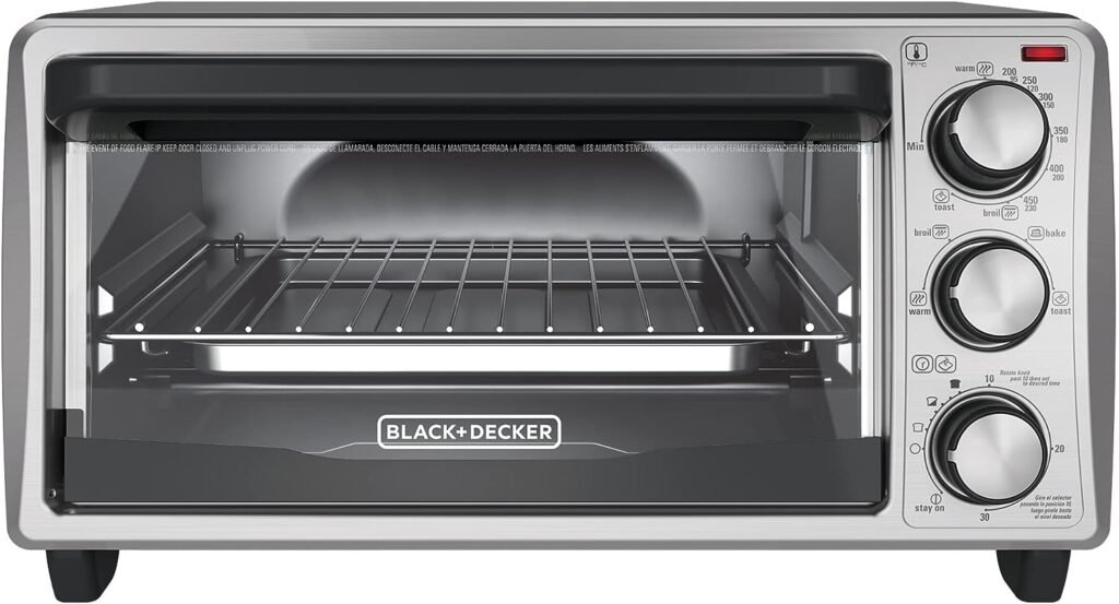 BLACK+DECKER 4-Slice Toaster Oven, Even Toast Technology, Fits a 9 Pizza, Black