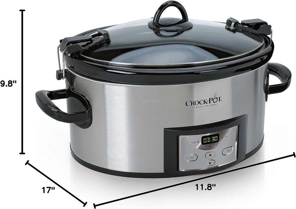 Crock-Pot 6 Quart Cook Carry Programmable Slow Cooker with Digital Timer, Stainless Steel (SCCPVL610-S-A)