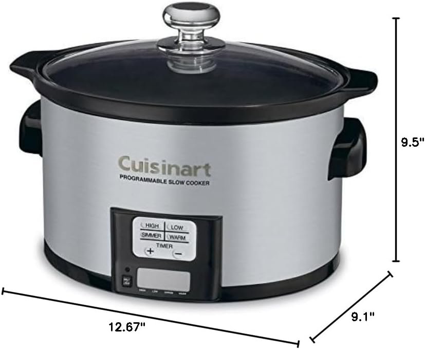 Cuisinart PSC-350 3-1/2-Quart Programmable Slow Cooker, Silver, 9-1/2 in H x 9.1 in W x 12.67 in L