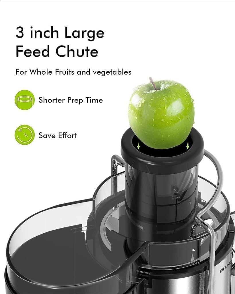 SiFENE Juicer Machine Extractor, 500W High-Speed Quick Juice Making, 3 Wide Chute for Veggies Fruits, Easy to Clean, BPA Free, Durable Stainless Steel Kitchen Juicer