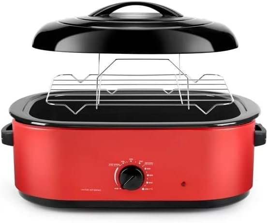 18Qt. Red Electric Roaster Oven - Metal Inner Rack Included!