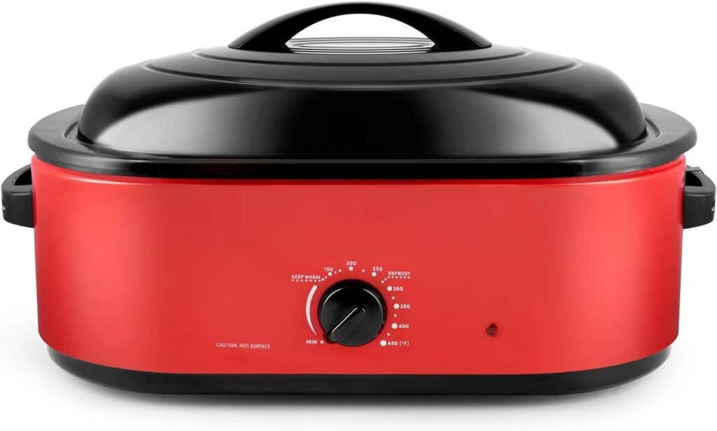 18Qt. Red Electric Roaster Oven - Metal Inner Rack Included!