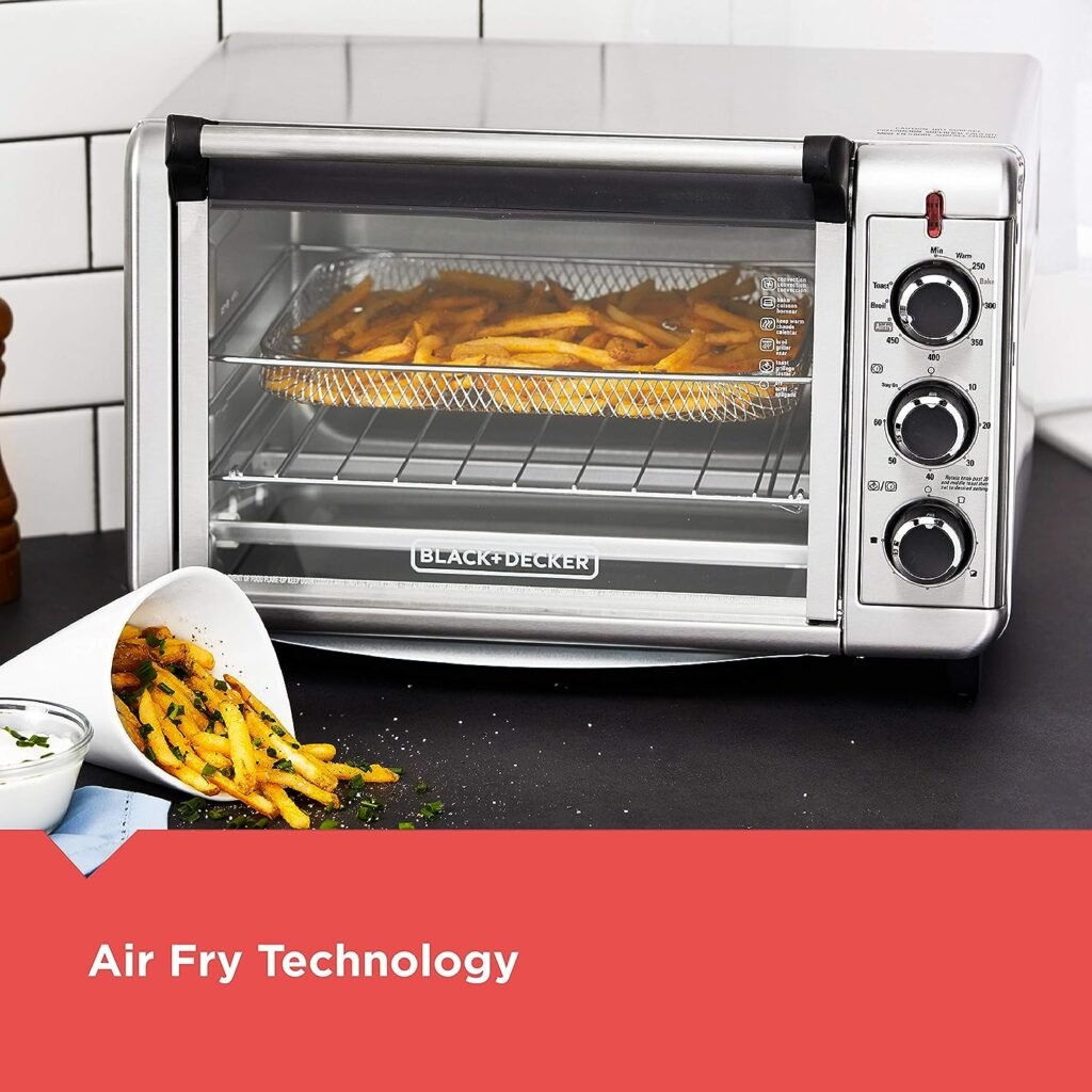 BLACK+DECKER Crisp N Bake Air Fry Toaster Oven, Stainless Steel, TO3215SS, 6 Slice