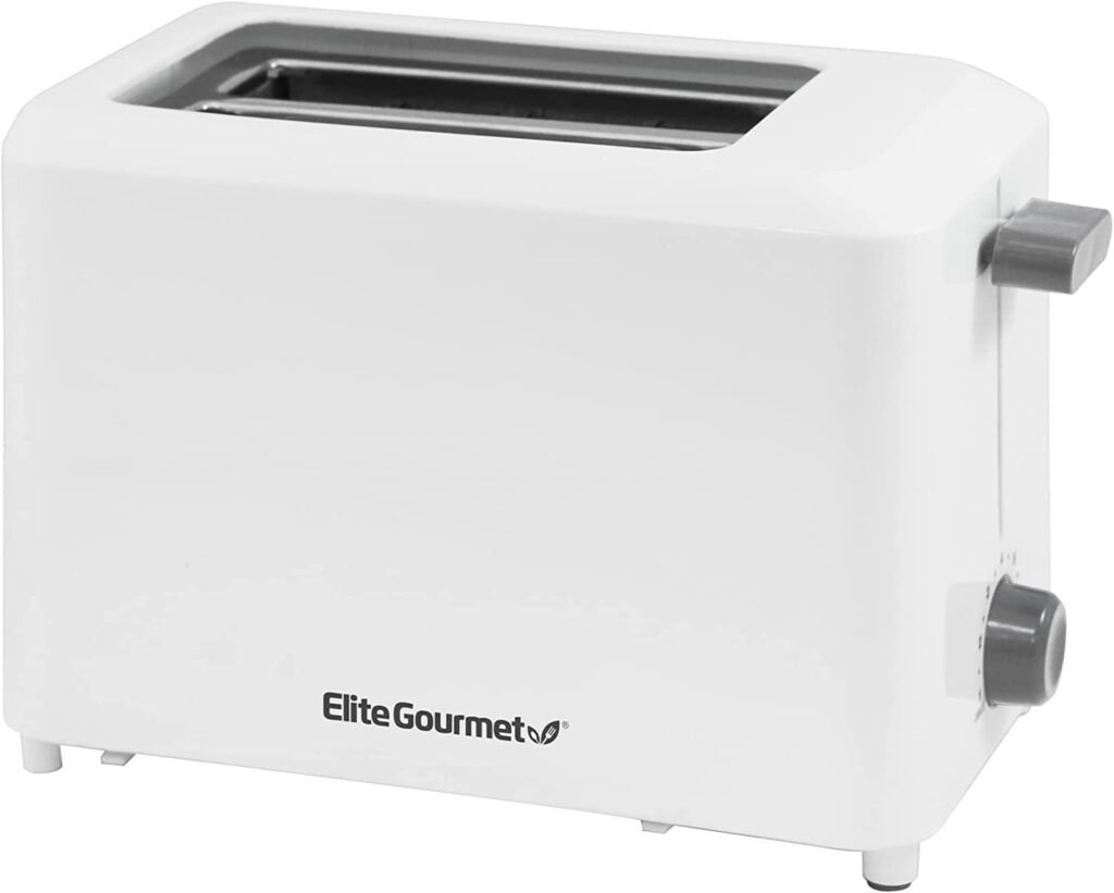 Elite Gourmet ECT-1027 Cool Touch Toaster, 7 Toast Settings Cancel Functions, Slide Out Crumb Tray, Extra Wide 1.5 Slots for Bagels Waffles Specialty Breads, Puff Pastry, Snacks, White