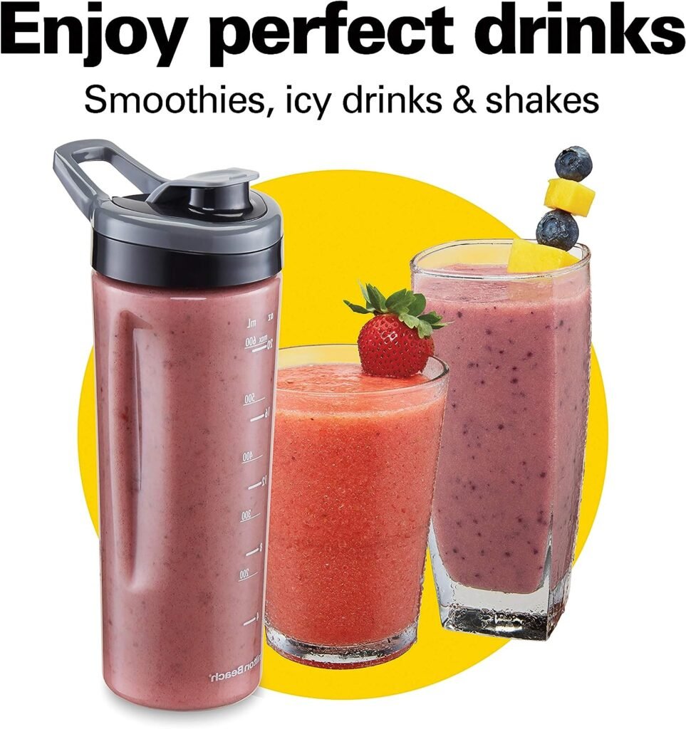 Hamilton Beach Wave Crusher Blender for Shakes and Smoothies, Puree, Crush Ice, With 40oz Glass Jar and 20oz Blend-In Portable Travel Jar, 6 Functions, Gray (58181)