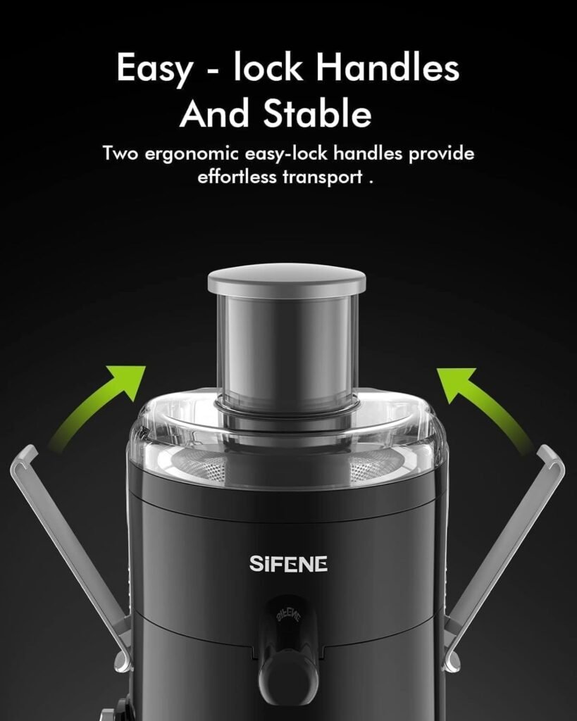 Juicer Machines, SiFENE Compact Centrifugal Juicer Extractor, Juice Maker for Vegetable and Fruit with 3-Speed Setting, BPA Free, Easy to Clean, Black
