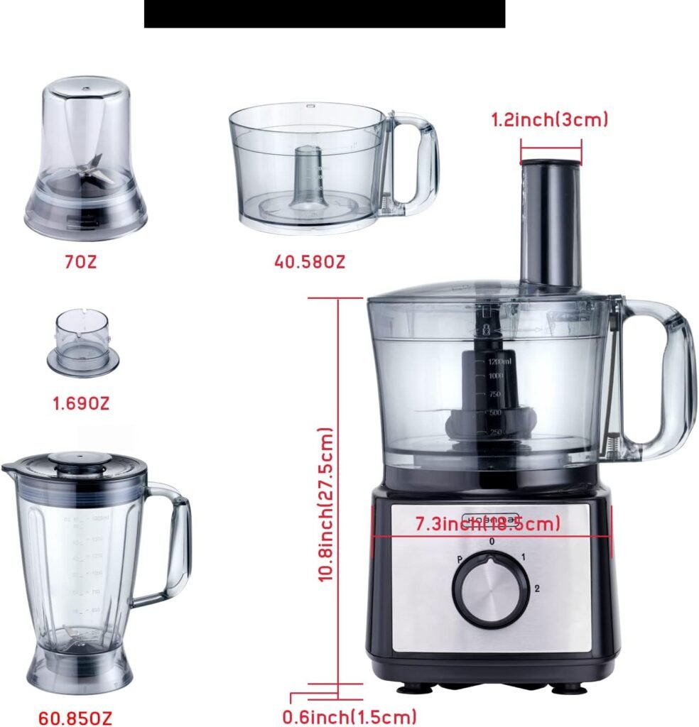 Kognita 13 Cup Food Processor Blender Combo Vegetable Chopper, Food Processor 500W with 2 Speeds Plus Pulse for Chopping, Slicing, Fine Grating, Emulsifyin, Dough, With 8-in-1 Multi-function Grinding Cup and Mixing Cup
