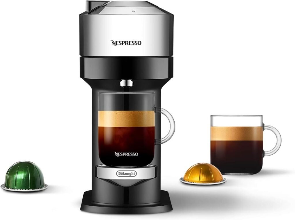 Nespresso Vertuo Next Deluxe Coffee and Espresso Machine by DeLonghi, Pure Chrome