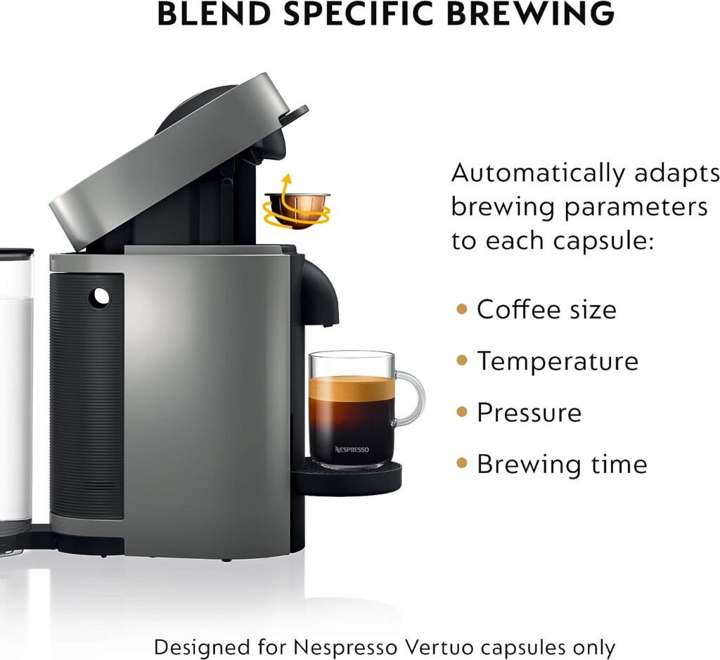 Nespresso VertuoPlus Coffee and Espresso Machine by DeLonghi, 5 Fluid Ounces, Grey