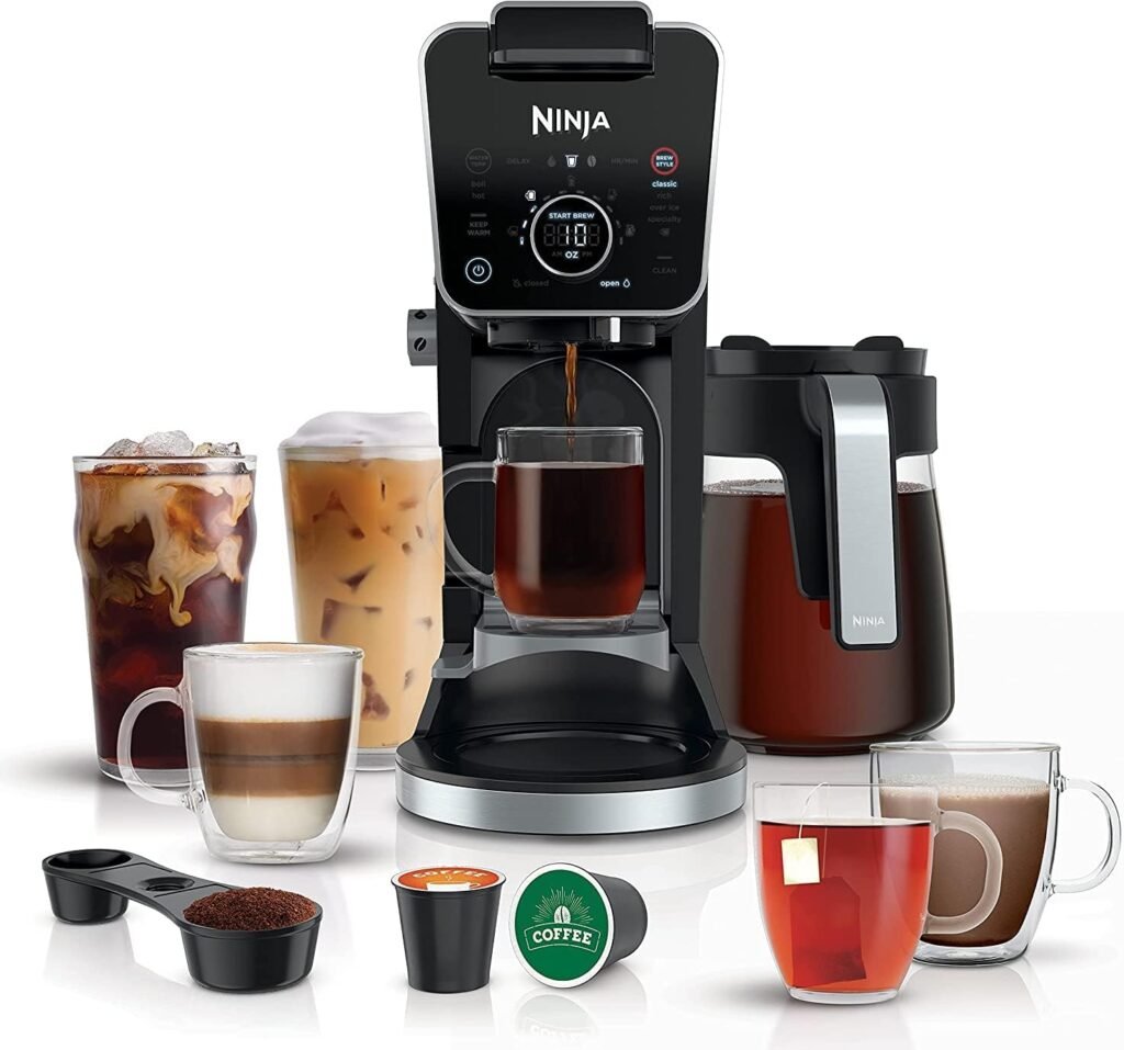 Ninja CFP301 DualBrew Pro Specialty 12-Cup Drip Maker with Glass Carafe, Single-Serve Grounds, compatible with K-Cup pods, with 4 Brew Styles, Frother  Separate Hot Water System, Black
