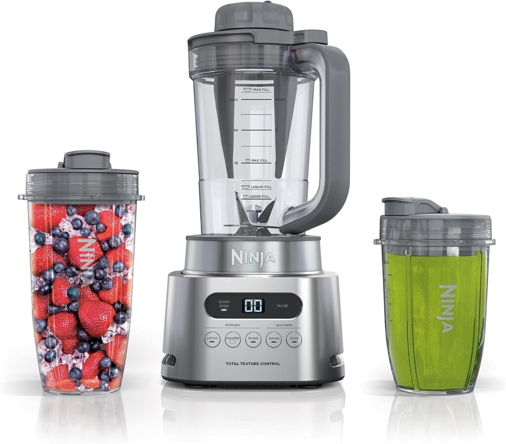 Ninja SS151 TWISTi Blender DUO, High-Speed 1600 WP Smoothie Maker  Nutrient Extractor* 5 Functions Smoothie, Spreads  More, smartTORQUE, 34-oz. Pitcher  (2) To-Go Cups, Gray