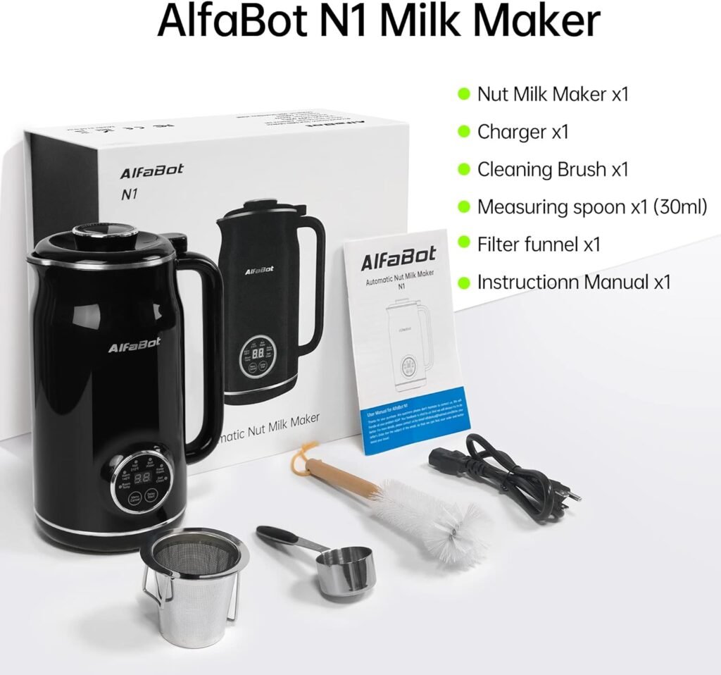 Nut Milk Maker, Automatic Almond Milk Machine for Homemade Plant-Based Milk, Oat, Soy, Almond Cow and Dairy Free Beverages, 20 oz Soy Milk Maker with Delay Start/Keep Warm/Self-Cleaning/Boiling, Black