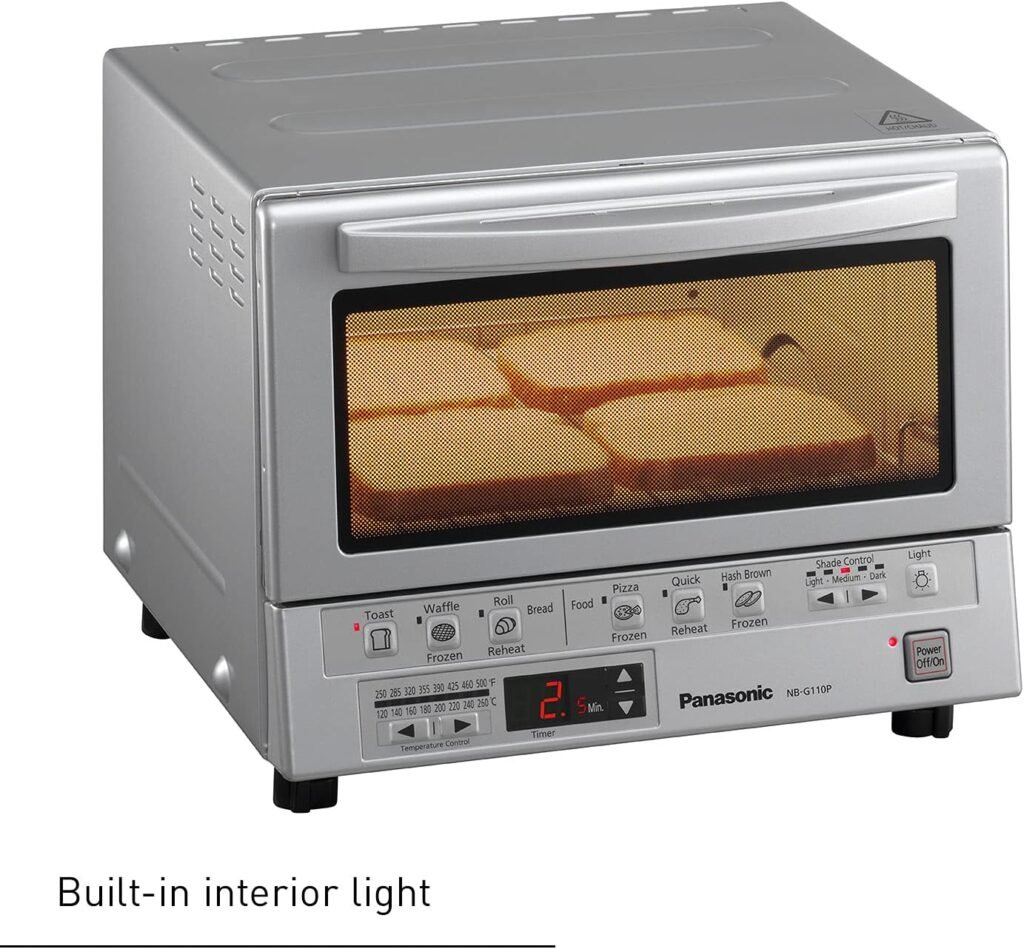 Panasonic Toaster Oven FlashXpress with Double Infrared Heating and Removable 9 Inner Baking Tray, 1300W, 12 x 13 x 10.25 inches, Silver