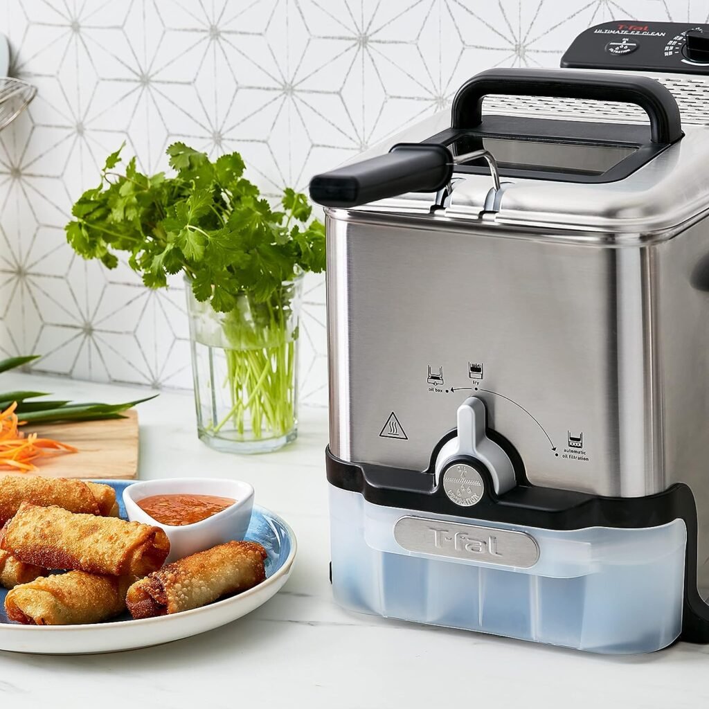 T-Fal Ultimate EZ Clean Stainless Steel Deep Fryer with Basket 3.5 Liter Oil and 2.6 Pound Food Capacity 1700 Watts Easy Clean, Temp Control, Digital Timer, Oil Filtration, Dishwasher Safe Parts