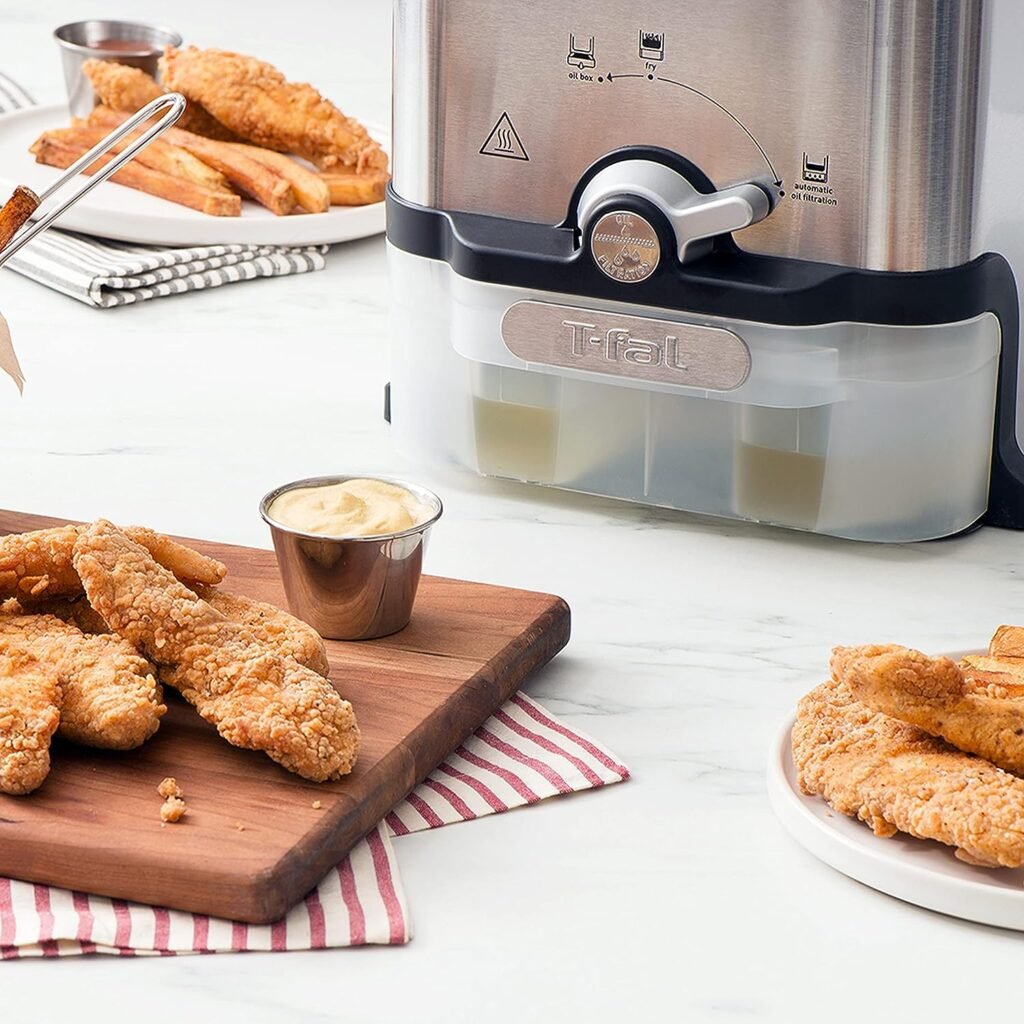 T-Fal Ultimate EZ Clean Stainless Steel Deep Fryer with Basket 3.5 Liter Oil and 2.6 Pound Food Capacity 1700 Watts Easy Clean, Temp Control, Digital Timer, Oil Filtration, Dishwasher Safe Parts