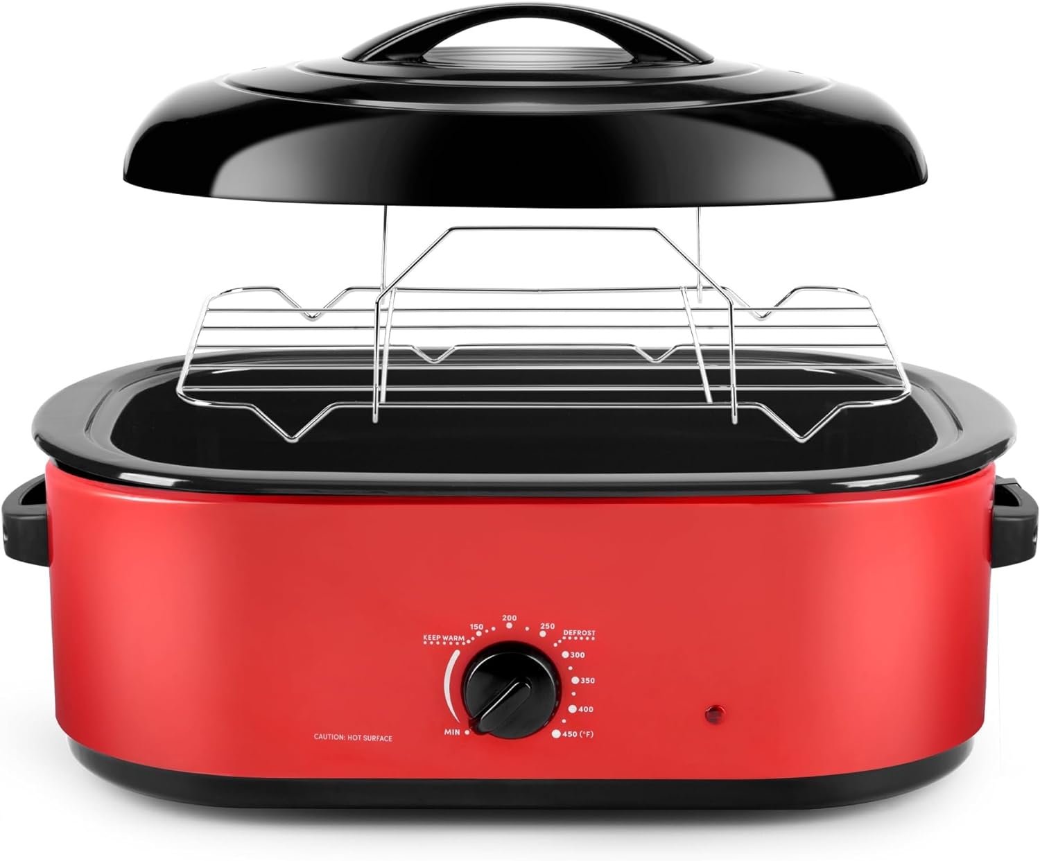 18Qt. Electric Roaster Oven with Metal Inner Rack - Red