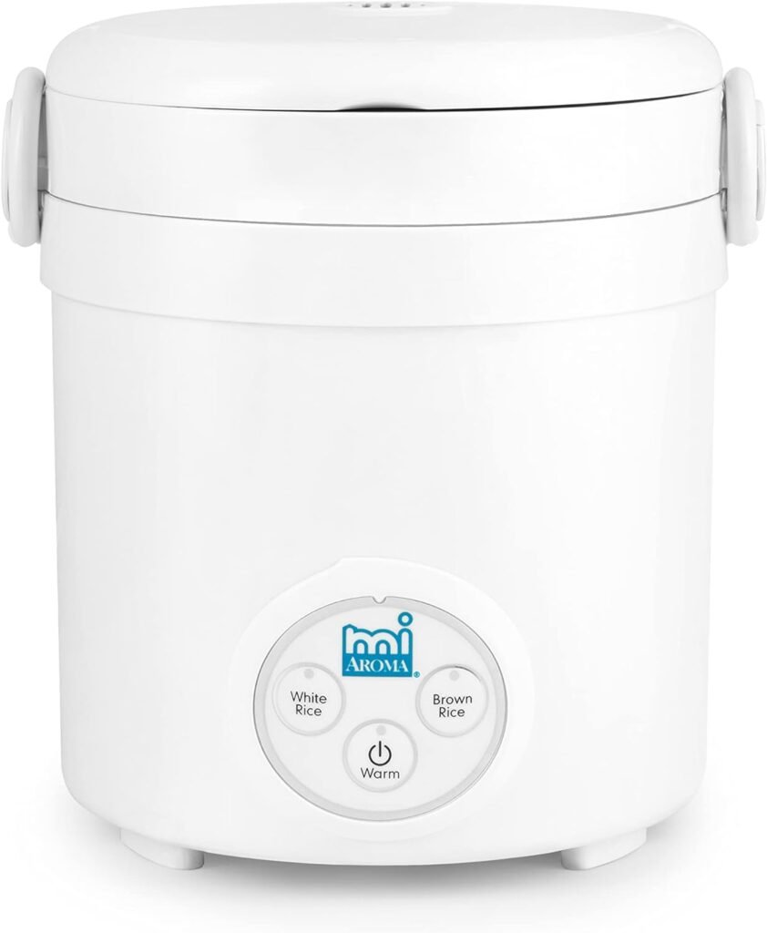 Aroma Housewares (MRC-903D) Mi 3-Cup (Cooked) (1.5-Cup UNCOOKED) Digital Cool Touch Mini Rice Cooker,White