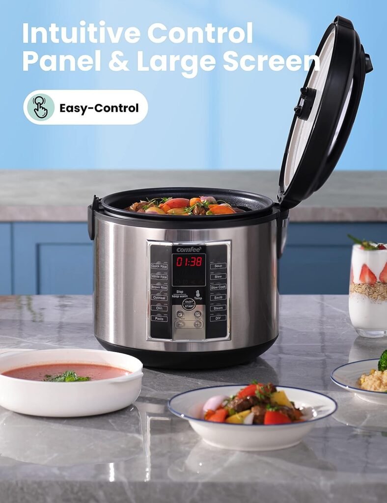COMFEE Rice Cooker 10 cup uncooked, Food Steamer, Stewpot, Saute All in One (12 Digital Cooking Programs) Multi Cooker Large Capacity 5.2Qt, 24 Hours Preset: Home  Kitchen