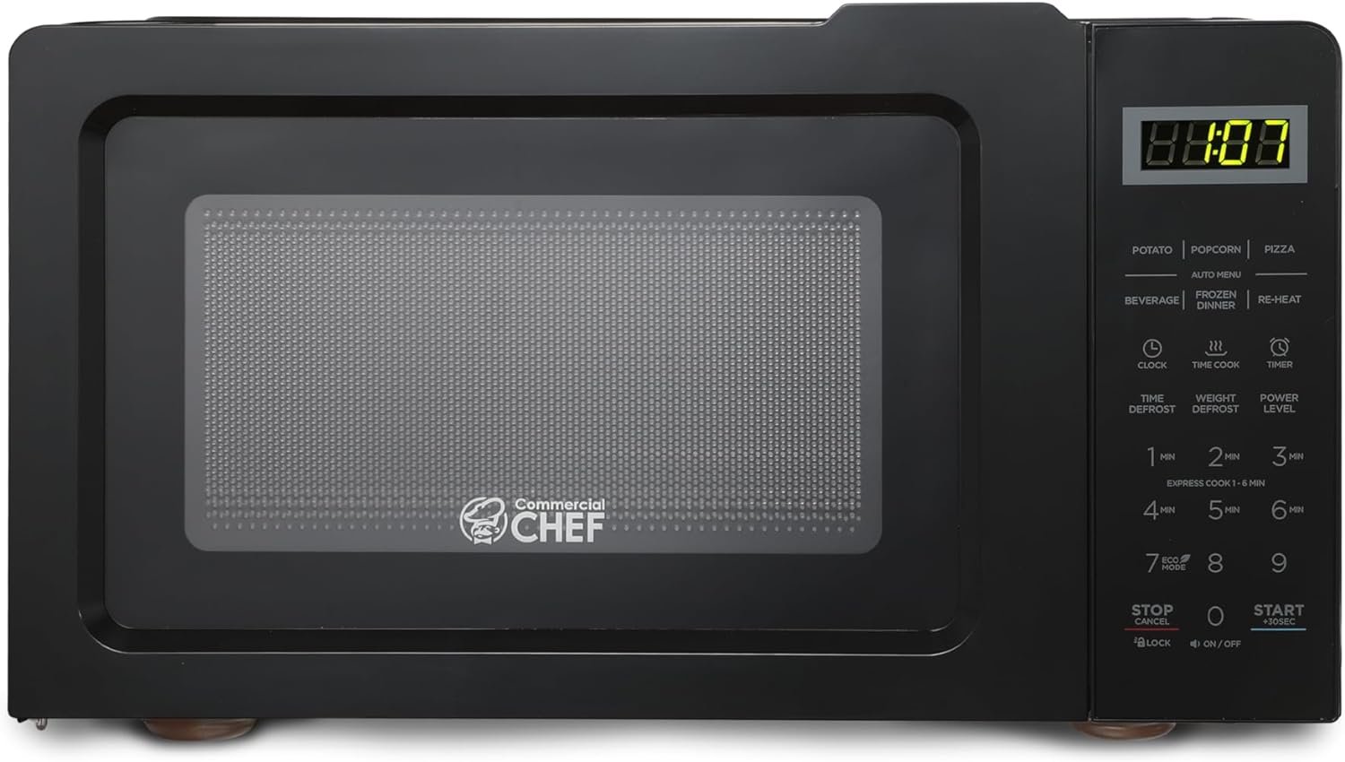 COMMERCIAL CHEF 0.7 Cubic Foot Microwave with 10 Power Levels, Small Microwave with Pull Handle, 700W Countertop Microwave Up to 99 Minute Timer and Digital Display, Black