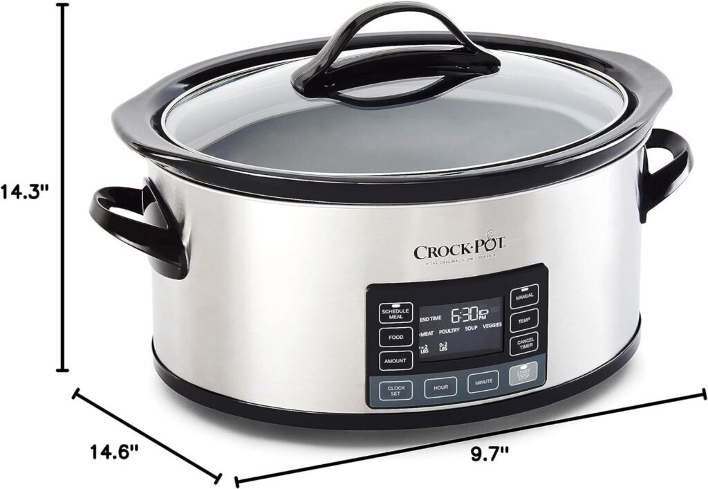 Crock-Pot MyTime Technology 6 Quart Programmable Slow Cooker and Food Warmer with Digital Timer, Stainless Steel (2137020)