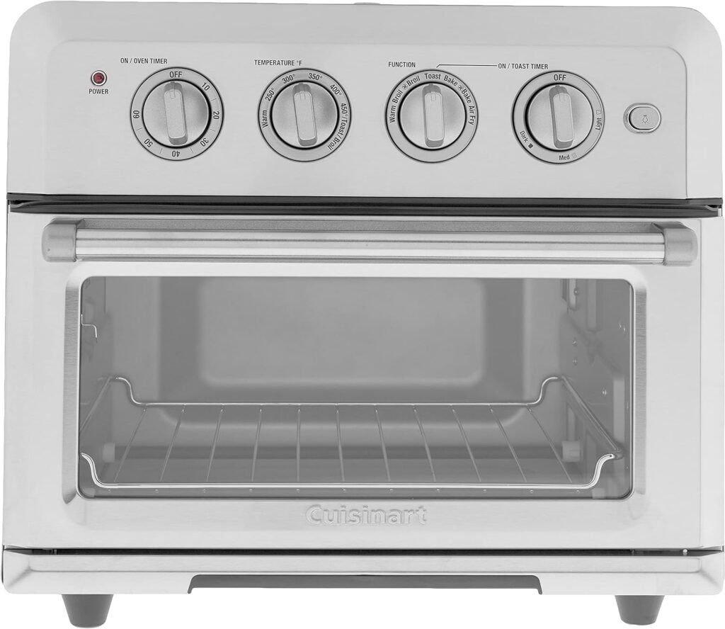 Cuisinart Convection Toaster Oven Airfryer Combo, 6-in-1 1800 Watts, XL Capacity Convection Oven with 60-Minute Timer/Auto-Off for Toast, Bake or Broil, Stainless Steel, CTOA-122