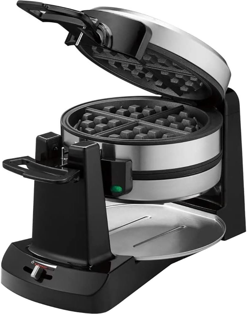 Cuisinart WAF-F40 Double Flip Belgian Waffle Maker Black/Stainless Bundle with 1 YR CPS Enhanced Protection Pack