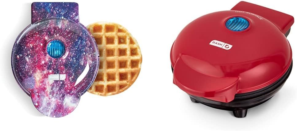 Dash Mini Waffle Maker Machine for Individuals, Paninis  DMS001RD Mini Maker Electric Round Griddle for Individual Pancakes, Cookies, Eggs  other on the go Breakfast, Lunch  Snacks, Red