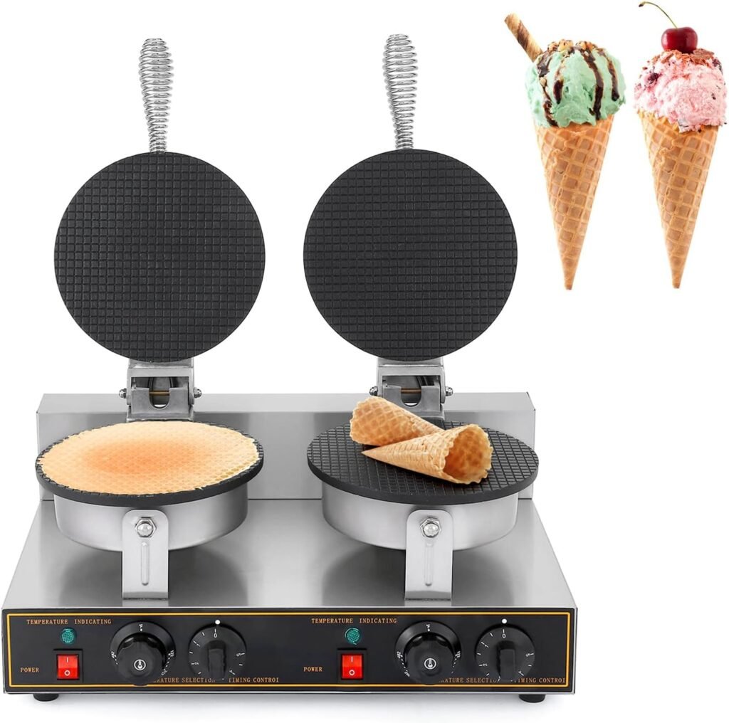 Dyna-Living Commercial Ice Cream Cone Machine Waffle Cone Maker 110V Electric Stainless Steel Egg Roll Mold Nonstick Waffle Cone and Bowl Maker for Home Restaurant Use 1200W