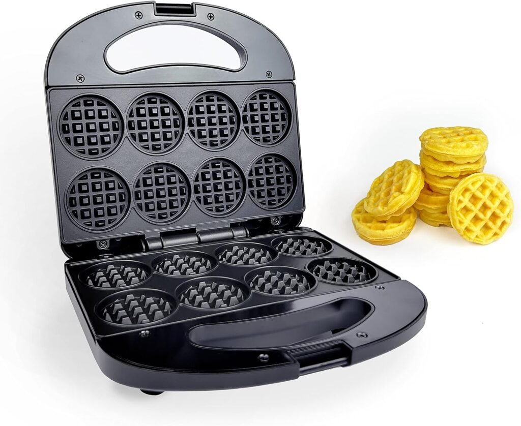 FineMade Mini Waffle Maker Machine, Small Waffle Bites Maker for Kids, Makes 8 x 2” Tiny Waffle Bites, Ideal for Breakfast, Snacks, Desserts and More