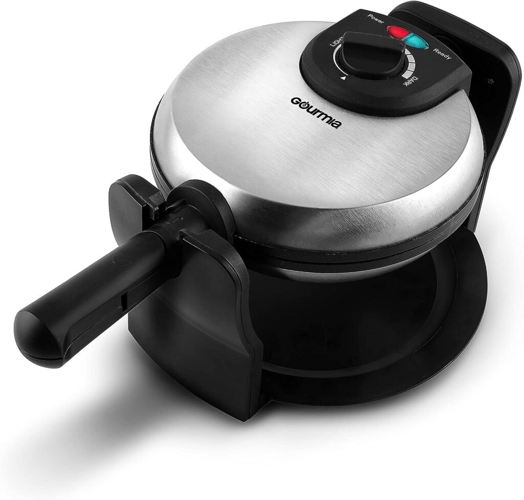 Gourmia GWM448 Rotating Waffle Maker - 180° Rotation - Variable browning control - Indicator lights - Easy to clean - Stainless steel