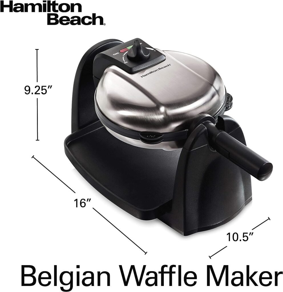 Hamilton Beach Flip Belgian Waffle Maker with Non-Stick Removable Plates, Browning Control, Drip Tray, Stainless Steel (26030)