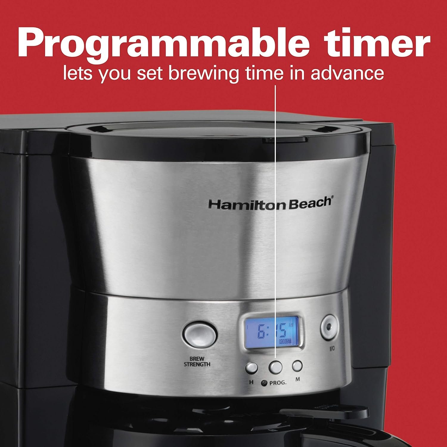 Hamilton Beach Programmable Coffee Maker with 10 Cup Thermal Carafe, 3 Brewing Options, Auto Shutoff  Pause and Pour, Stainless Steel (46899A)