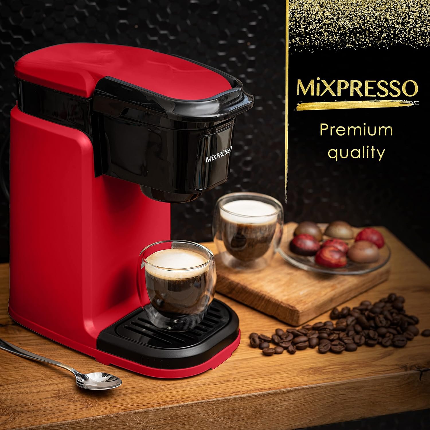 Mixpresso Single Cup Coffee Maker, Personal Single Serve Coffee Brewer Machine, Compatible with Single-Cups, Quick Brew Technology Programmable Features, One Touch Function Black Coffee Maker