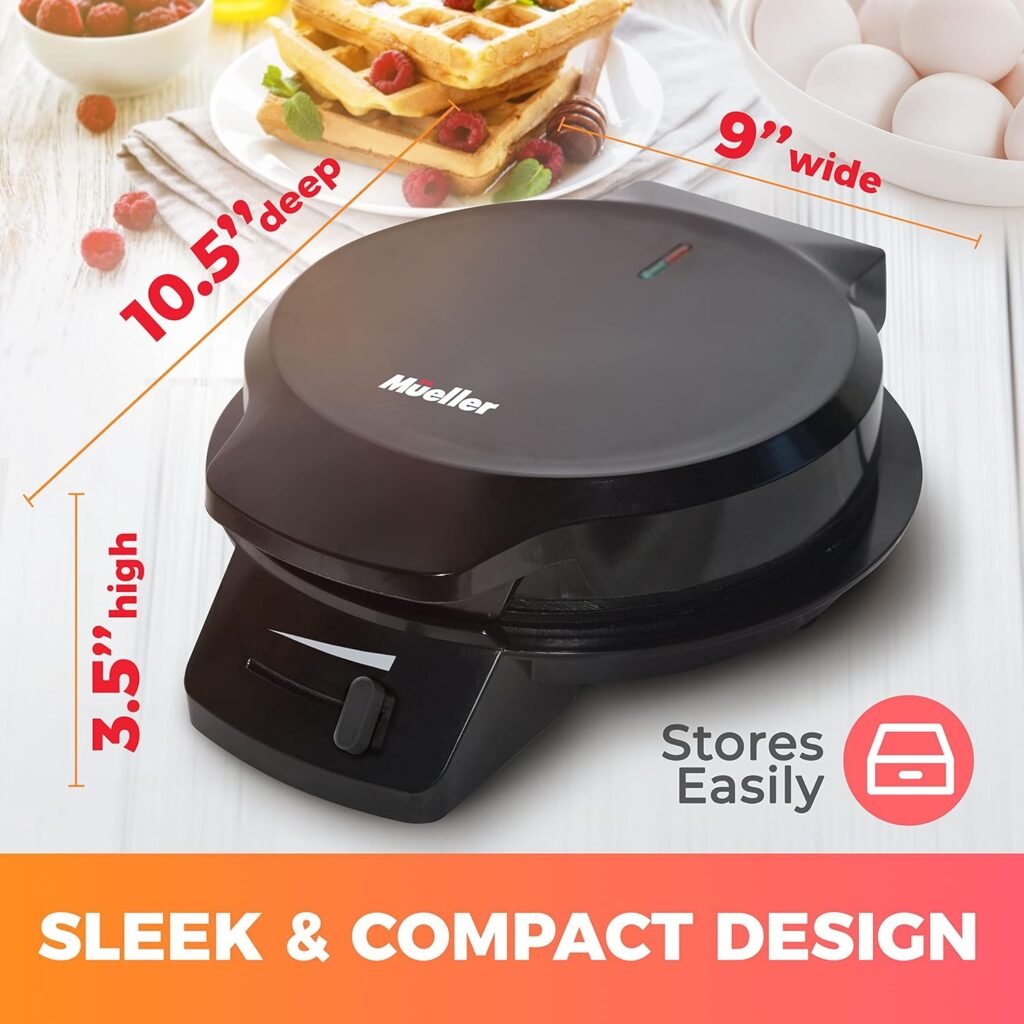 Mueller Heart Waffle Maker, 5 Belgian Waffle Iron, Adjustable Browning Control, Cool Touch Handle, Compact and Easy to Clean, Great Mother’s Day Gift