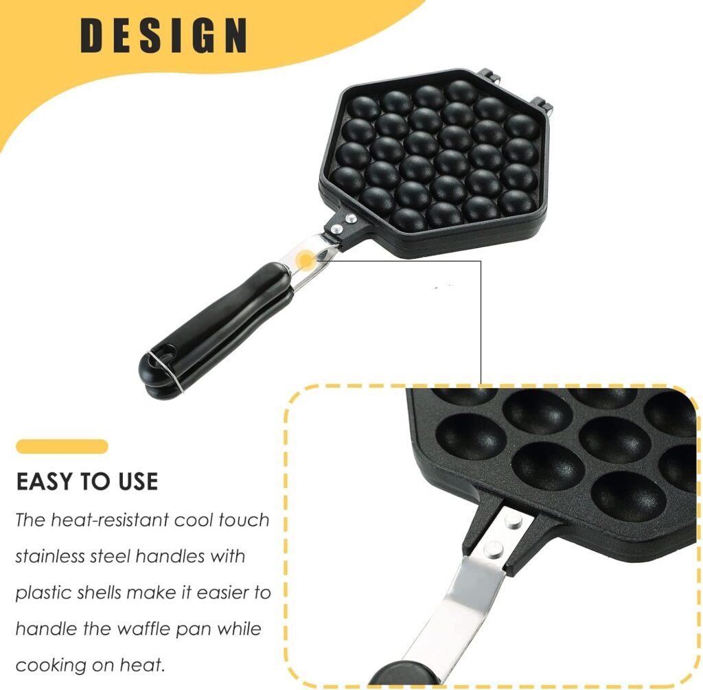 MYFULLY Bubble Waffle Maker Pan | Egg Bubble Pan Aluminum Alloy Eggettes Pan Double-sided Bubble Waffle Maker For Home Kitchen Use