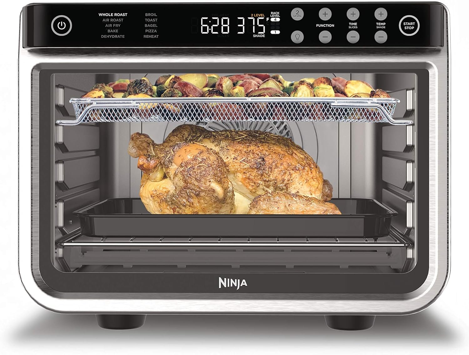 Ninja DT201 Foodi 10-in-1 XL Pro Air Fry Digital Countertop Convection Toaster Oven with Dehydrate and Reheat, 1800 Watts, Stainless Steel Finish
