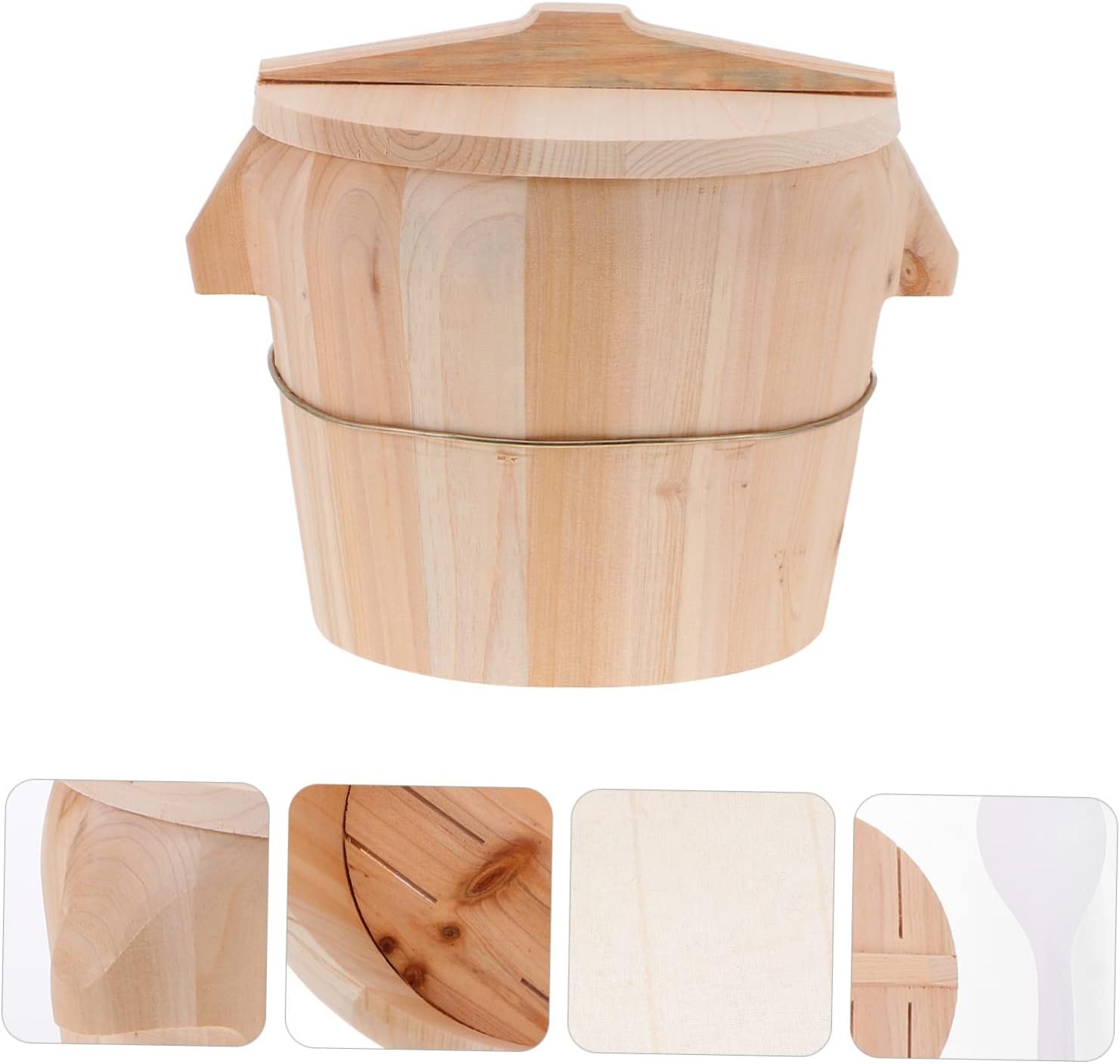 OKUMEYR 1set Rice Steamer Commercial Rice Cooker Rice Cereal Asian Rice Cooker Sushi Rice Wooden Bowl Rice Cooking Steamer Asian Rice Steamer Pot Kitchen Gadget Chic Rice Steamer Household