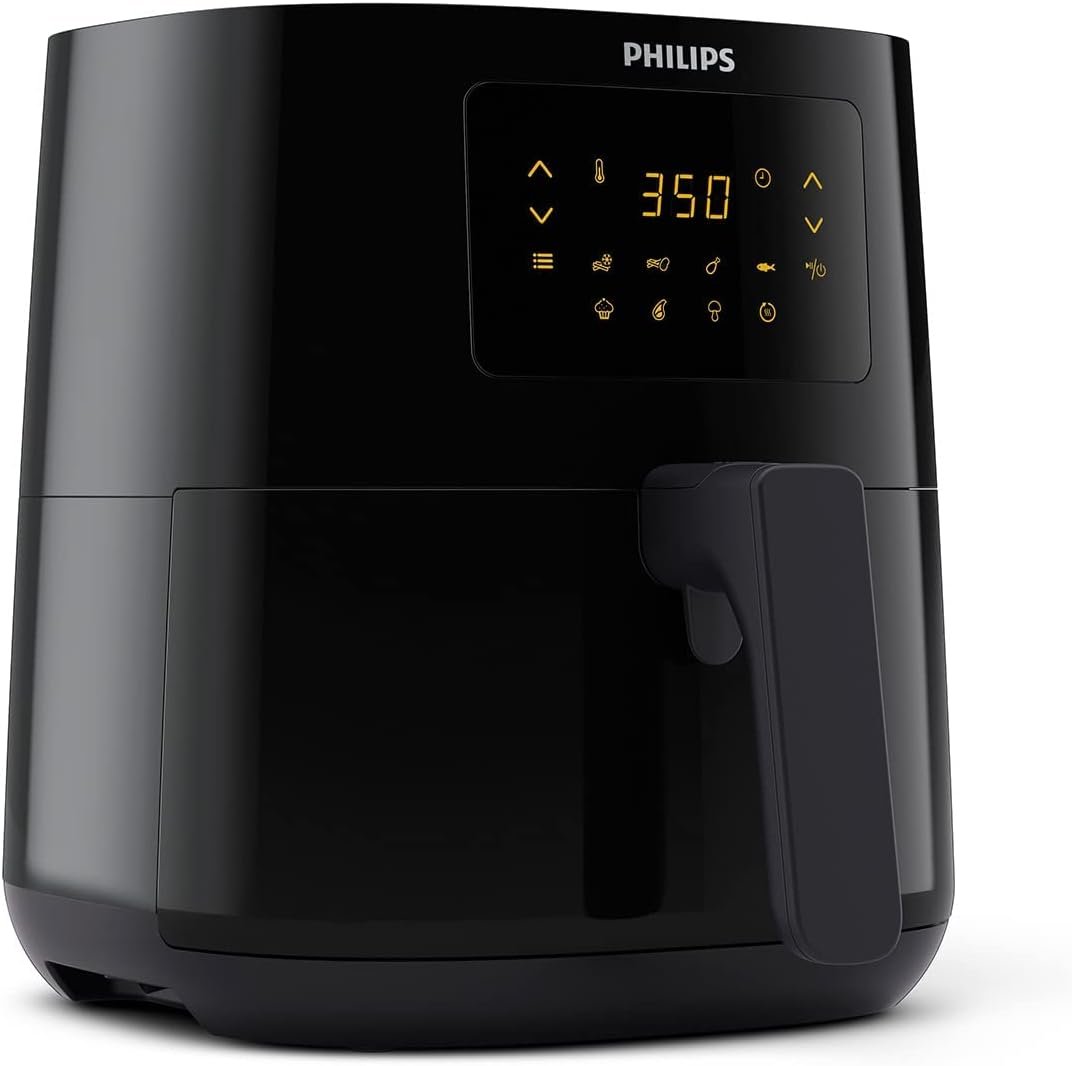 PHILIPS 3000 Series Air Fryer Essential Compact with Rapid Air Technology, 13-in-1 Cooking Functions to Fry, Bake, Grill, Roast Reheat with up to 90% Less Fat*, 4.1L capacity, Black (HD9252/91)