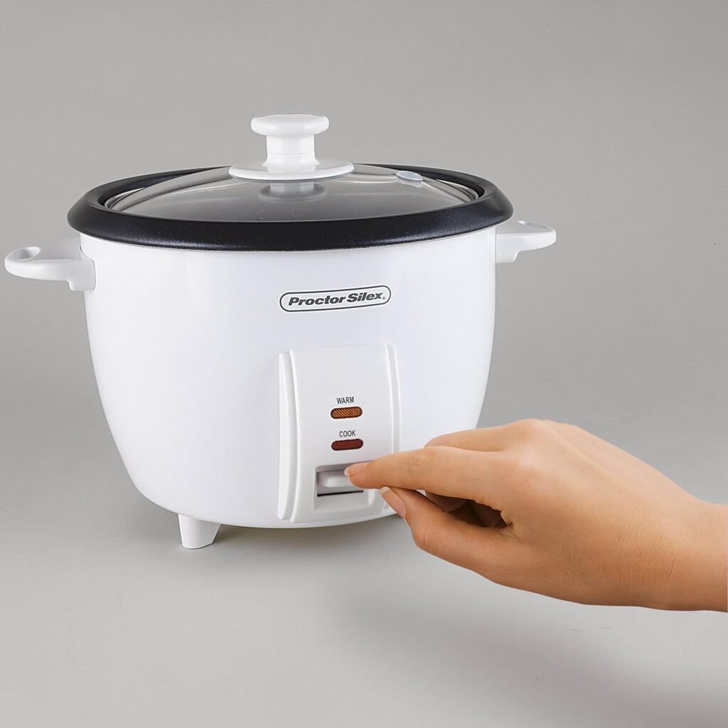 Proctor Silex Rice Cooker  Food Steamer, 8 Cups Cooked (4 Cups Uncooked), White (37534NR)