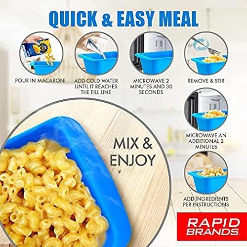 Rapid Mac Cooker | Microwave Macaroni  Cheese in 5 Minutes | Perfect for Dorm, Small Kitchen or Office | Dishwasher Safe, Microwaveable, BPA-Free | Blue, 2 Pack