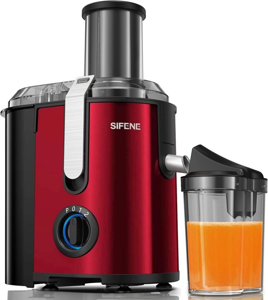 SiFENE Juicer Machine, 800W Centrifugal Juicer with 3.2 Big Mouth for Whole Fruits and Veggies, Juice Extractor Maker with 3 Speeds Settings, Easy to Clean, BPA Free (Red)