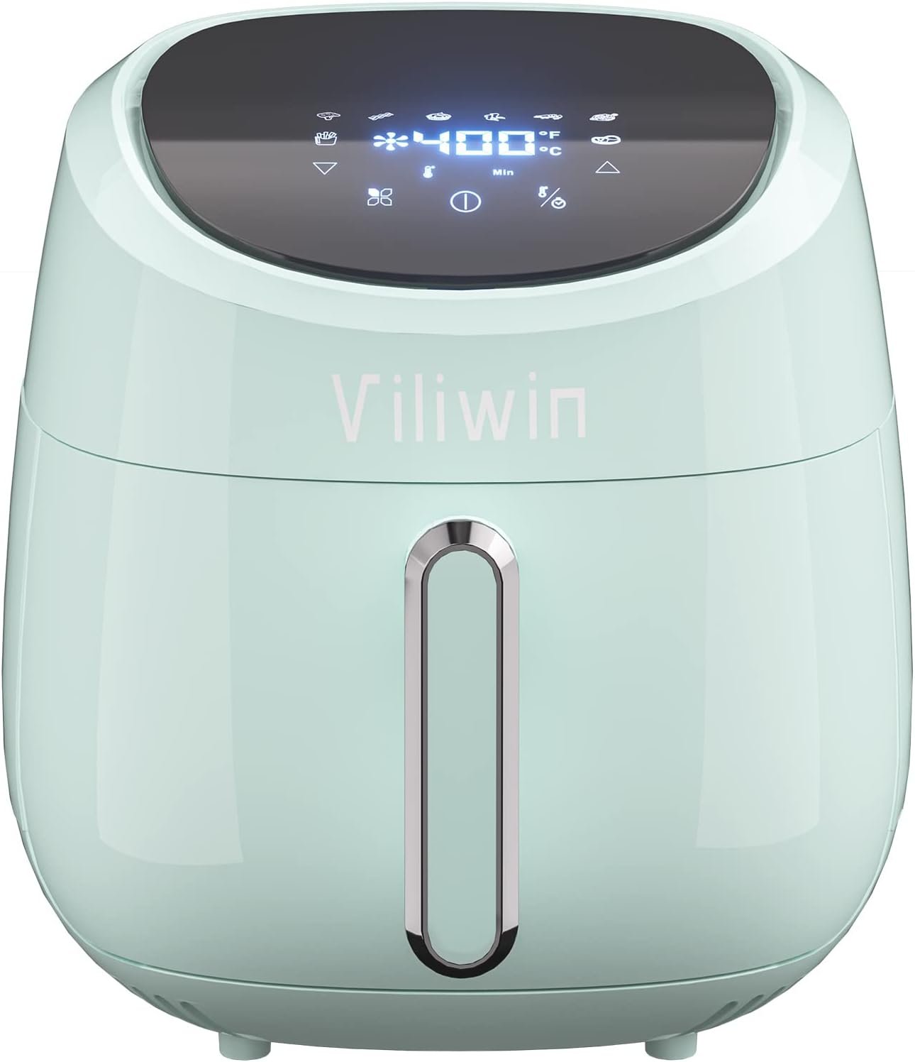 VILIWIN 4.5 QT Digital Upgraded Air Fryers Cooker 8 Preset Menus Hot Air Fryer with Auto Shut Off 30 Minute Timer Adjustable Temperature Control Nonstick Tray 1400W Blue