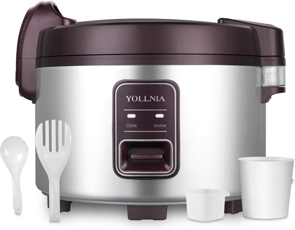 YOLLNIA commercial rice cooker  food warmer | 8.17Qt /45 CUPS Cooked Rice | 1200W Fast Cooking electric large capacity rice cooker for restaurant | Auto Keep Warm | Non-Stick Inner Pot