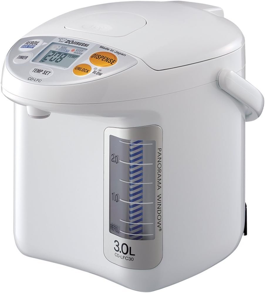 Zojirushi CD-LFC30 Panorama Window Micom Water Boiler and Warmer, 101 oz/3.0 L, White  NS-ZCC10 Neuro Fuzzy Rice Cooker, 5.5-Cup, White