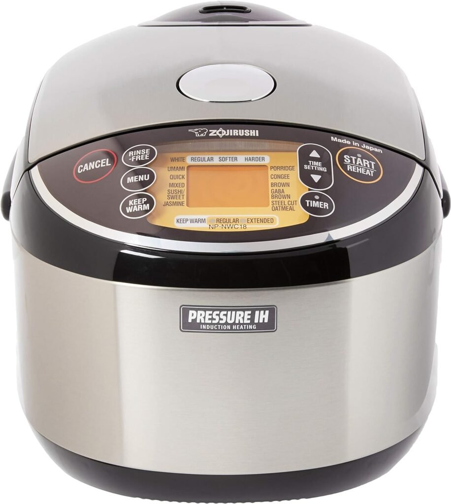 Zojirushi Pressure Induction Heating Rice Cooker  Warmer, 10 Cup, Stainless Black, Made in Japan