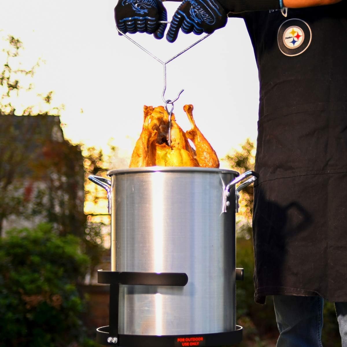 Barton 30QT Turkey Deep Fryer 37,000BTU Fish Fryer Pot Combo Boiler Steamer Roaster Clam Crawfish Pot Boiling Lid Seafood Cajun Gas Stove Burner Stand Injector