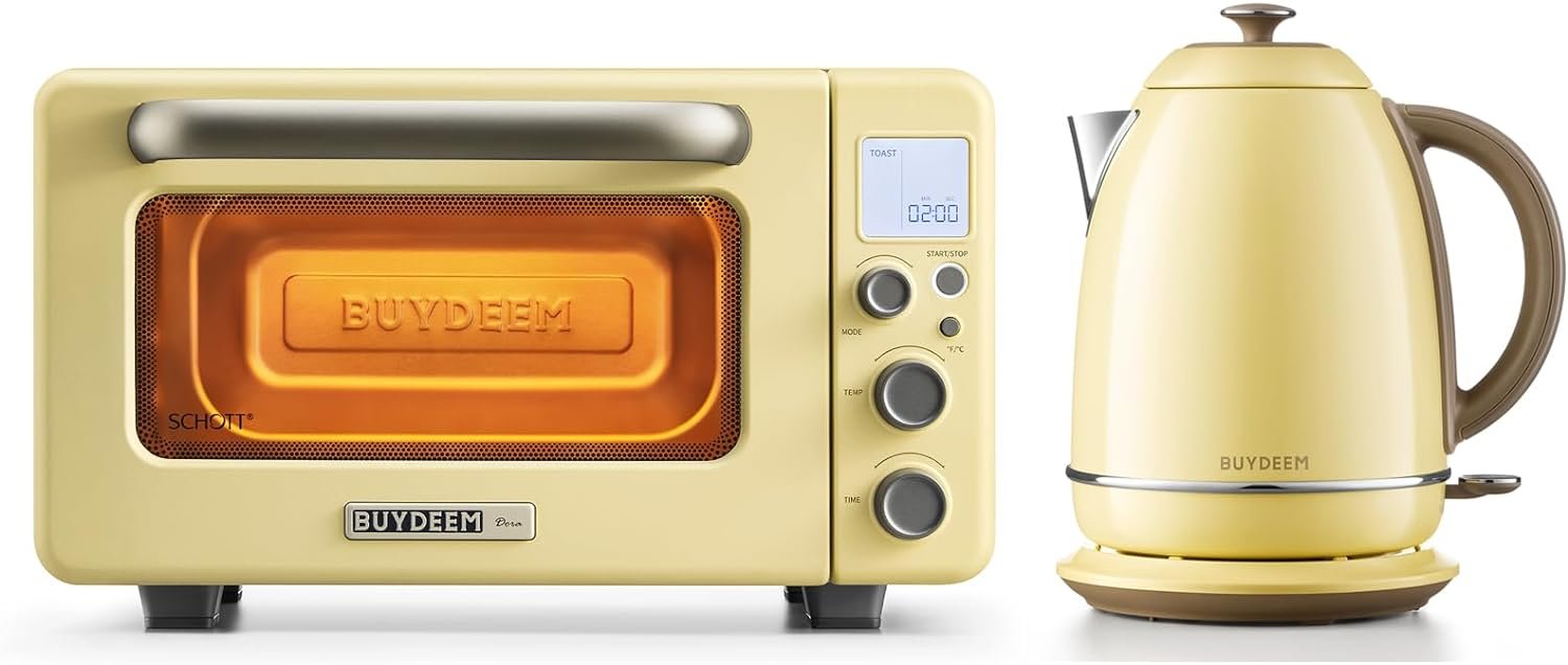 BUYDEEM T103 Multifunction Toaster Oven and K640 Stainless Steel Electric Tea Kettle