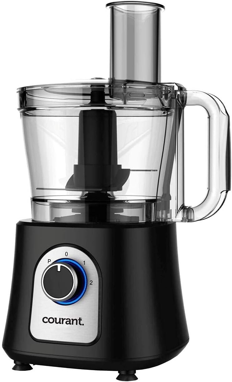 Courant 12-Cup Food Processor Powerful 800-Watts, Perfect to Blend, Chop, Grate, Slice and Shred Veggies/fruits/nuts/etc. Stainless Steel  3 Blades w/Kugel Disc, Food Chopper - Black