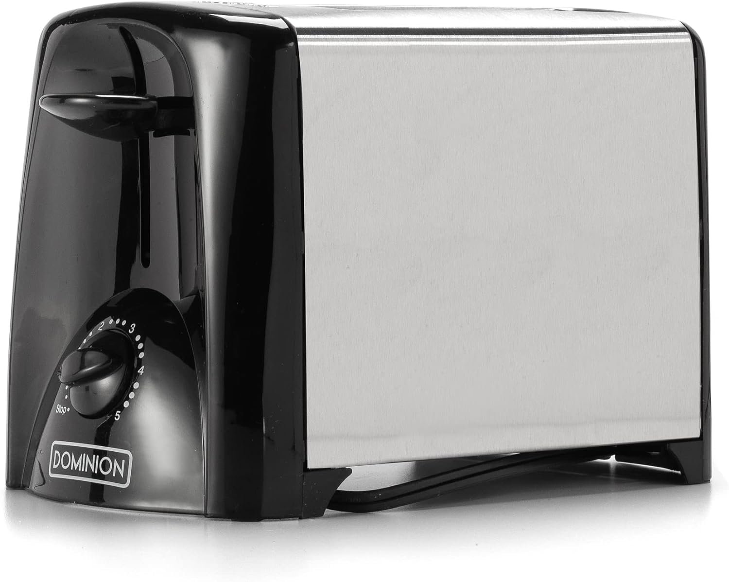 Dominion 2-Slice Toaster with Shade Control, Slide-Out Crumb Tray, Auto-Shutoff, Toast Lift, Brushed Stainless Steel/Black